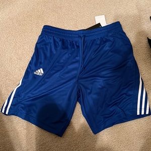 NWT Adidas Blue 3 Stripe Shorts